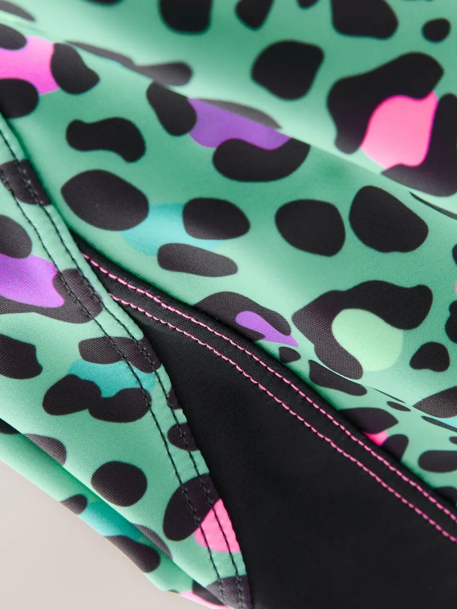 Badkleding|Next - Sports Open Back Swimsuit (3-16yrs) Turquoise met dierenprint