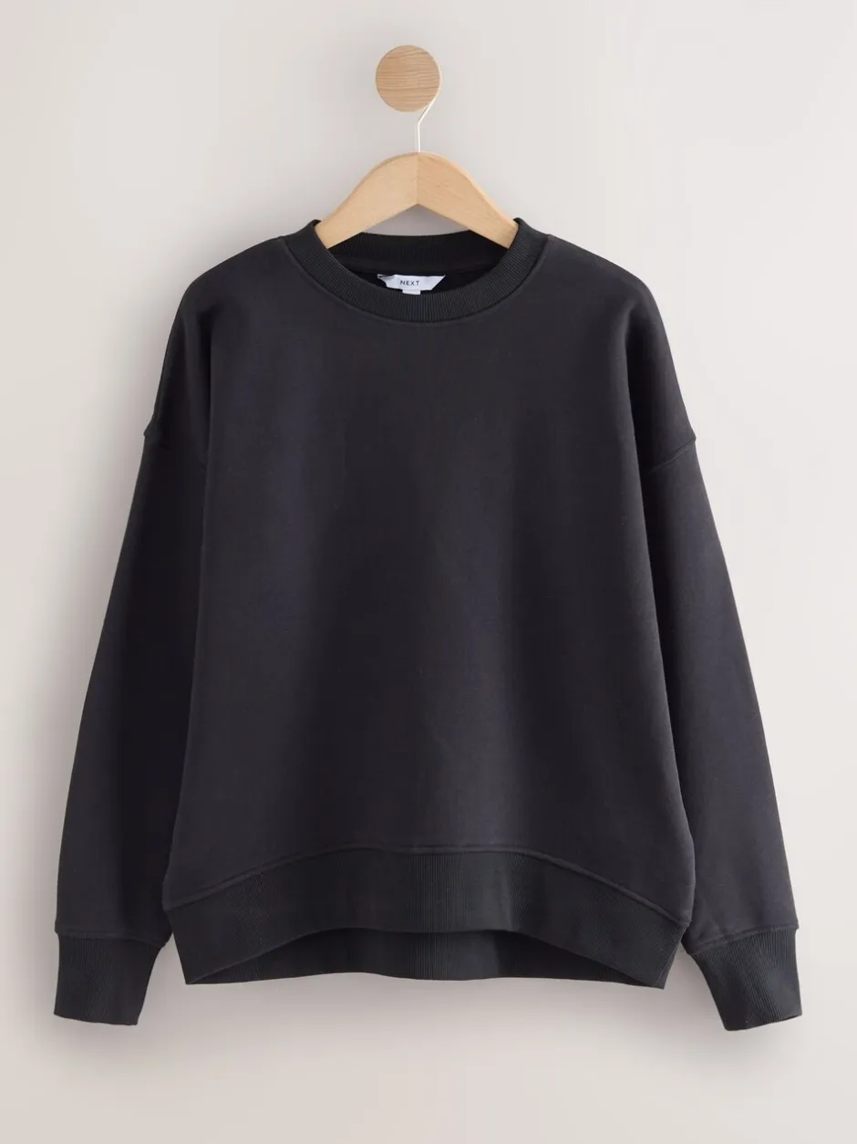 Hoody's En Sweatshirts*Next Ultiem zwart - Supersoft Peached Essentials sweatshirt met ronde hals en naaddetail