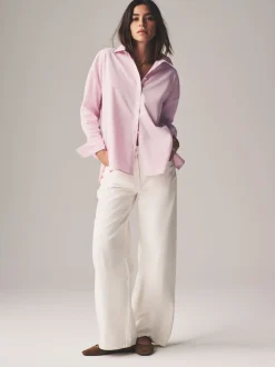 Blouses En Overhemden|Tops En T-Shirts|The Set - verpakking van 2 Oxford-overhemden Vaalroze/Wit