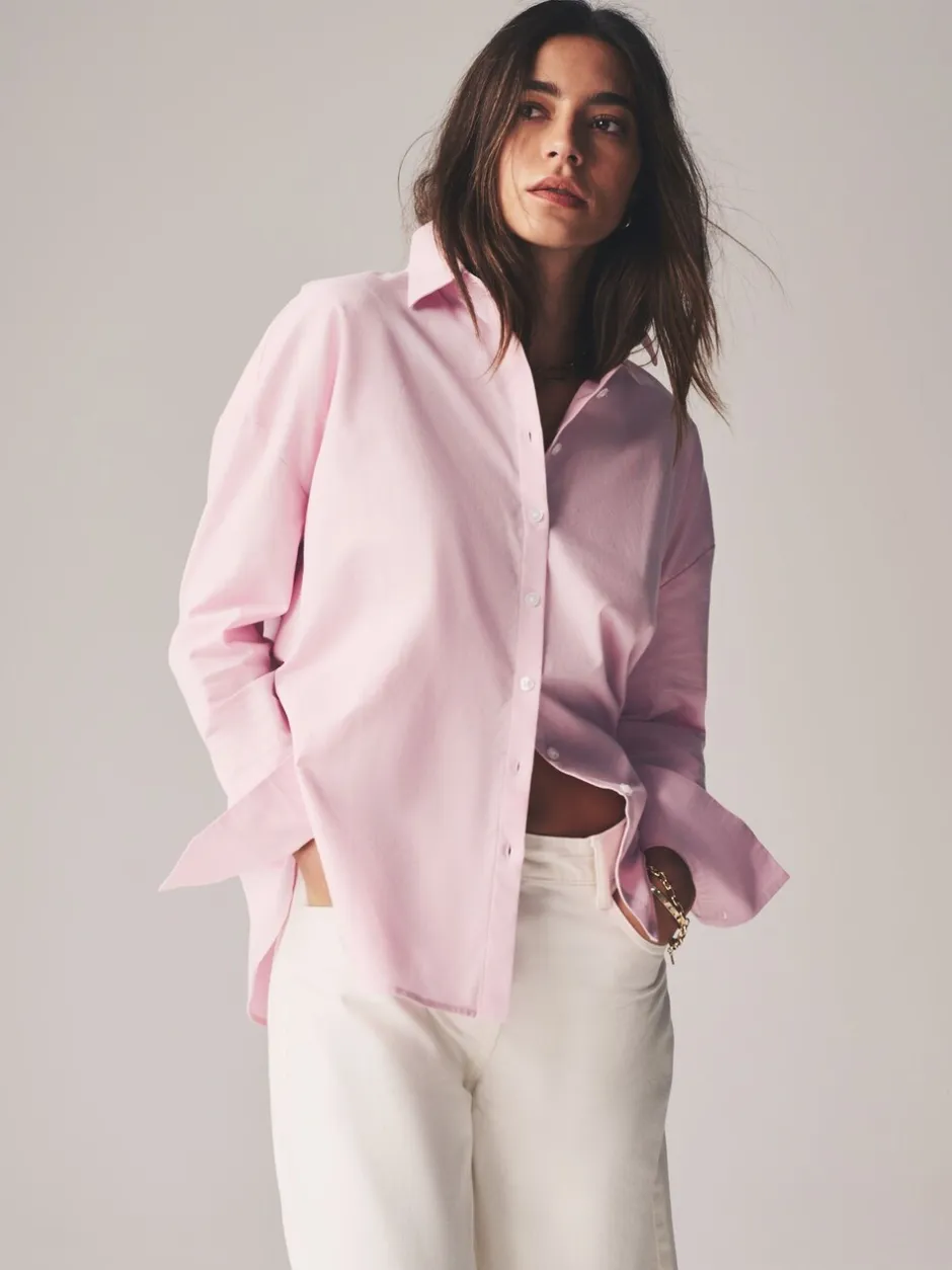 Blouses En Overhemden|Tops En T-Shirts|The Set - verpakking van 2 Oxford-overhemden Vaalroze/Wit