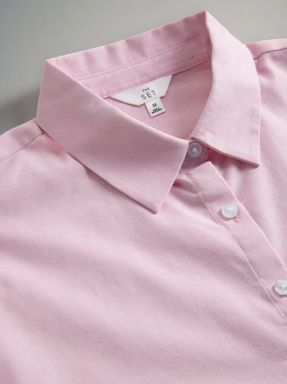 Blouses En Overhemden|Tops En T-Shirts|The Set - verpakking van 2 Oxford-overhemden Vaalroze/Wit