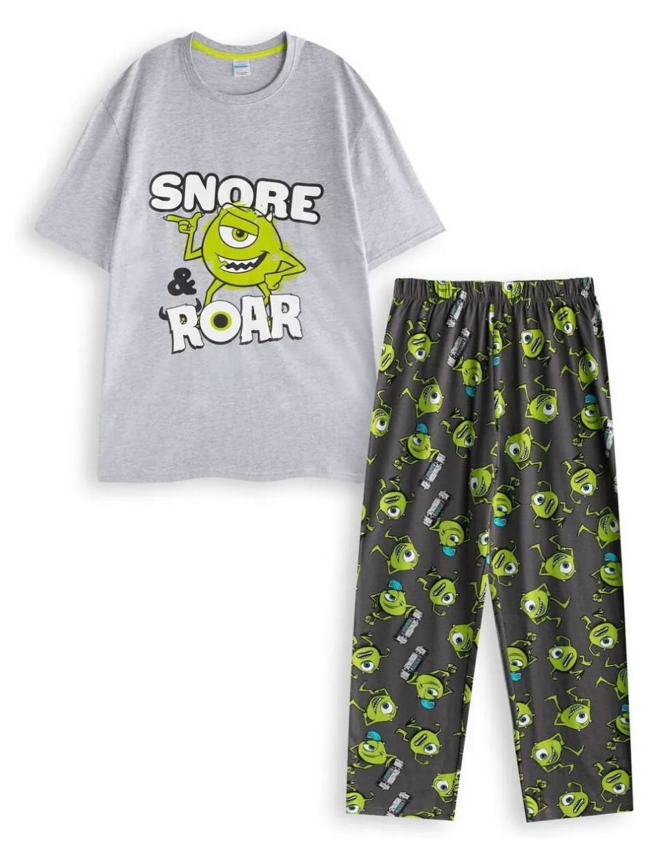 Pyjama's*Vanilla Underground Disney Monsters Inc - Meerkleurige herenpyjamaset met korte mouwen en lange pijpen van 100% katoen