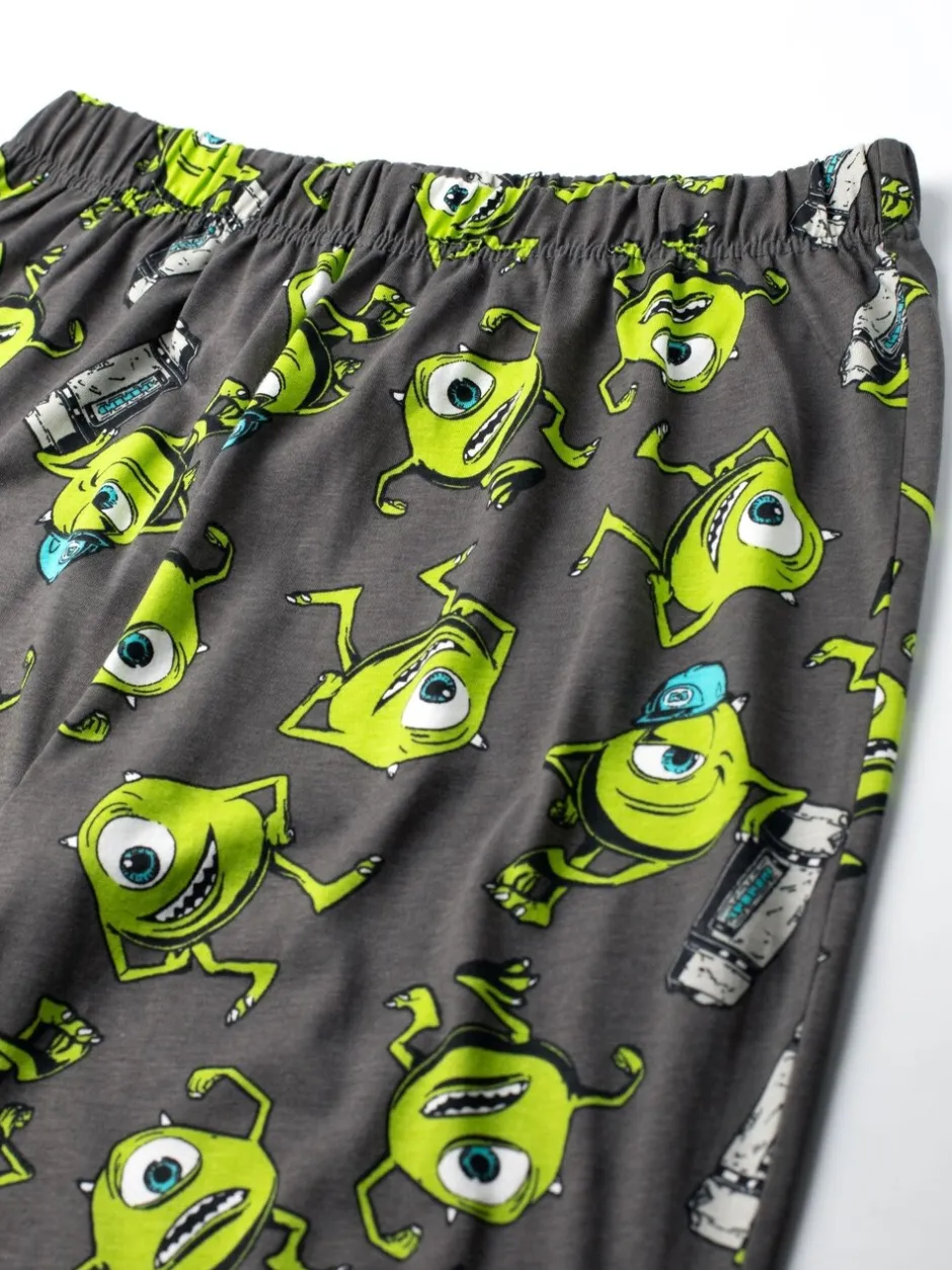 Pyjama's*Vanilla Underground Disney Monsters Inc - Meerkleurige herenpyjamaset met korte mouwen en lange pijpen van 100% katoen