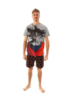 Pyjama's|Vanilla Underground Mens Dragon Ball Z Goku Short Sleeve Long Leg Pyjamas Set