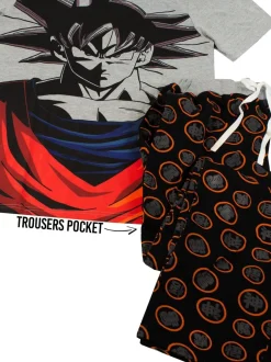 Pyjama's|Vanilla Underground Mens Dragon Ball Z Goku Short Sleeve Long Leg Pyjamas Set