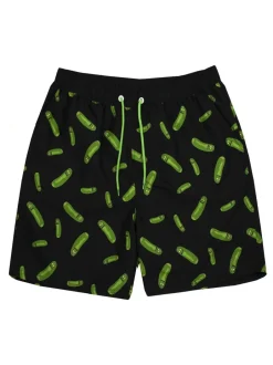 Badkleding|Vanilla Underground Mens Rick And Morty Black Swim Shorts