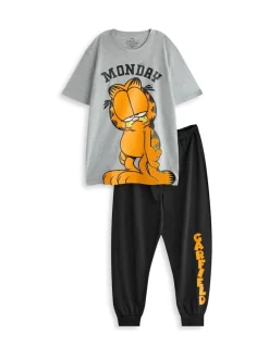 Pyjama's|Vanilla Underground Mens Garfield Short Sleeve Long Leg Pyjamas Set