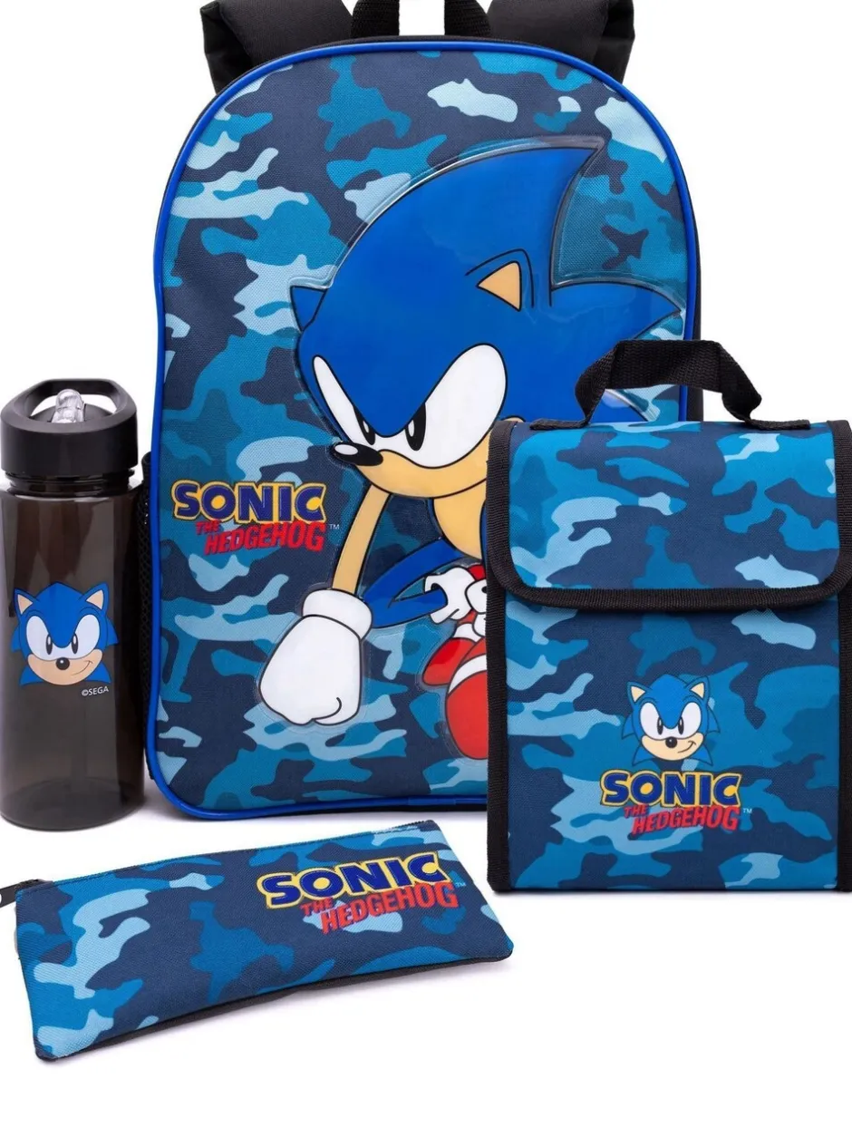 Tassen*Vanilla Underground Sonic the Hedgehog Boys Sonic Placement 4-delige back to schoolset met camouflageprint