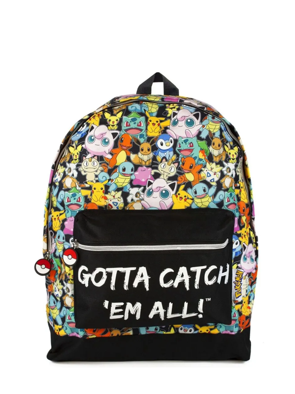 Tassen*Vanilla Underground unisekskinderrugzak met meerkleurige Pokemon-figuurtjes- en Gotta Catch Em All-print