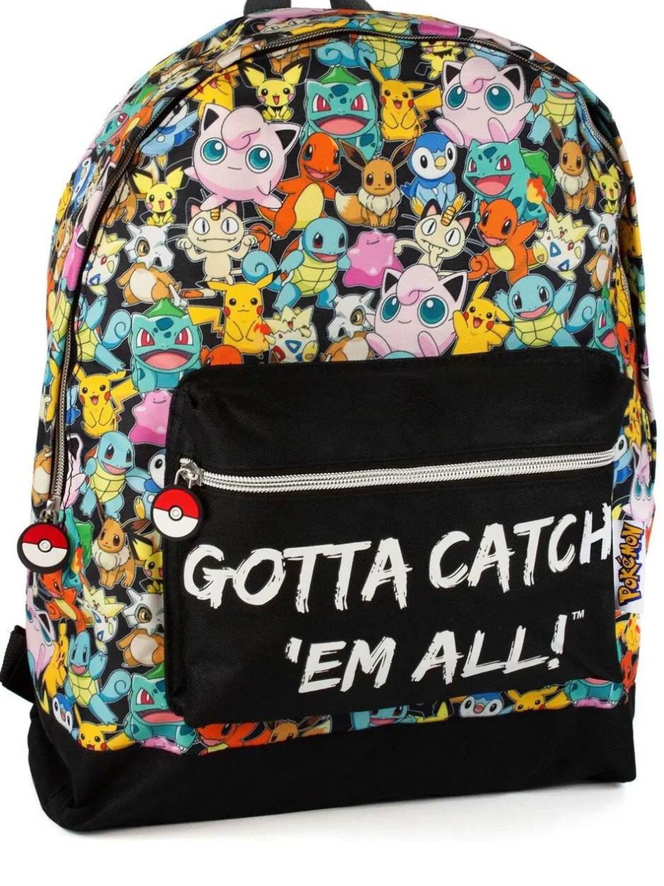 Tassen*Vanilla Underground unisekskinderrugzak met meerkleurige Pokemon-figuurtjes- en Gotta Catch Em All-print