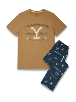 Pyjama's*Vanilla Underground Yellowstone Short Sleeve Long Leg Pyjamas Set