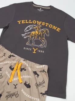 Pyjama's*Vanilla Underground Yellowstone Short Sleeve Long Leg Pyjamas Set