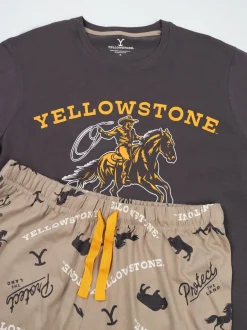 Pyjama's*Vanilla Underground Yellowstone Short Sleeve Long Leg Pyjamas Set