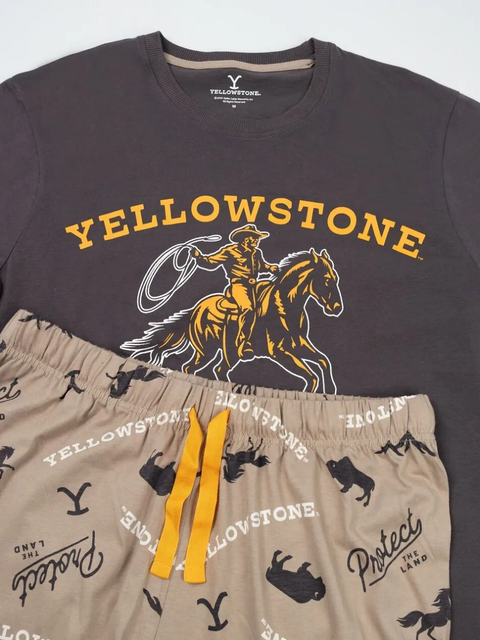 Pyjama's*Vanilla Underground Yellowstone Short Sleeve Long Leg Pyjamas Set