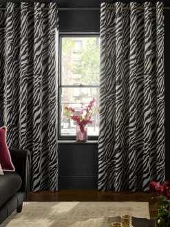Gordijnen|Gordijnen*Next Velvet Zebra Print Eyelet Curtains