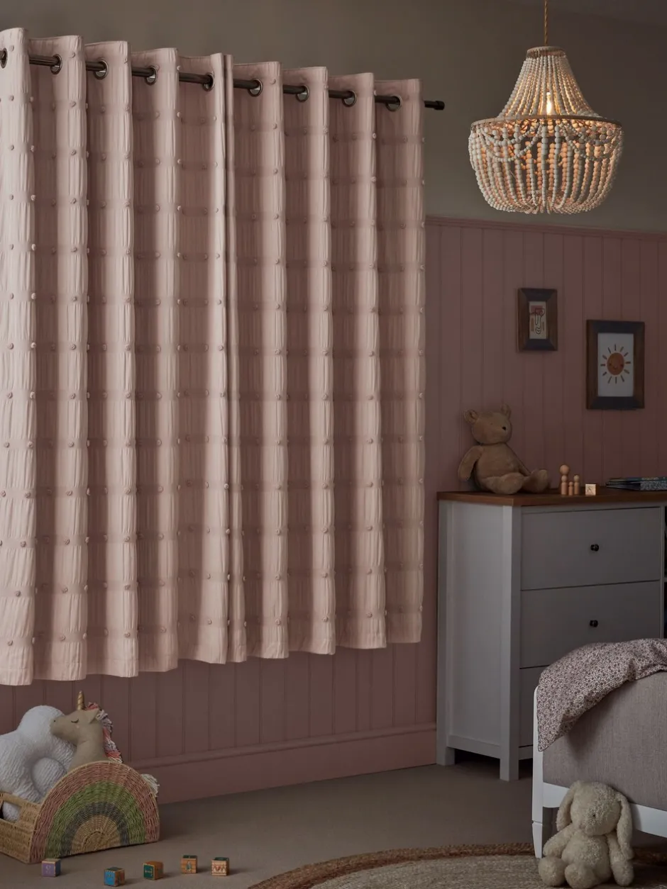 Gordijnen|Gordijnen*Next Verduisterende ringgordijnen met pompons Roze