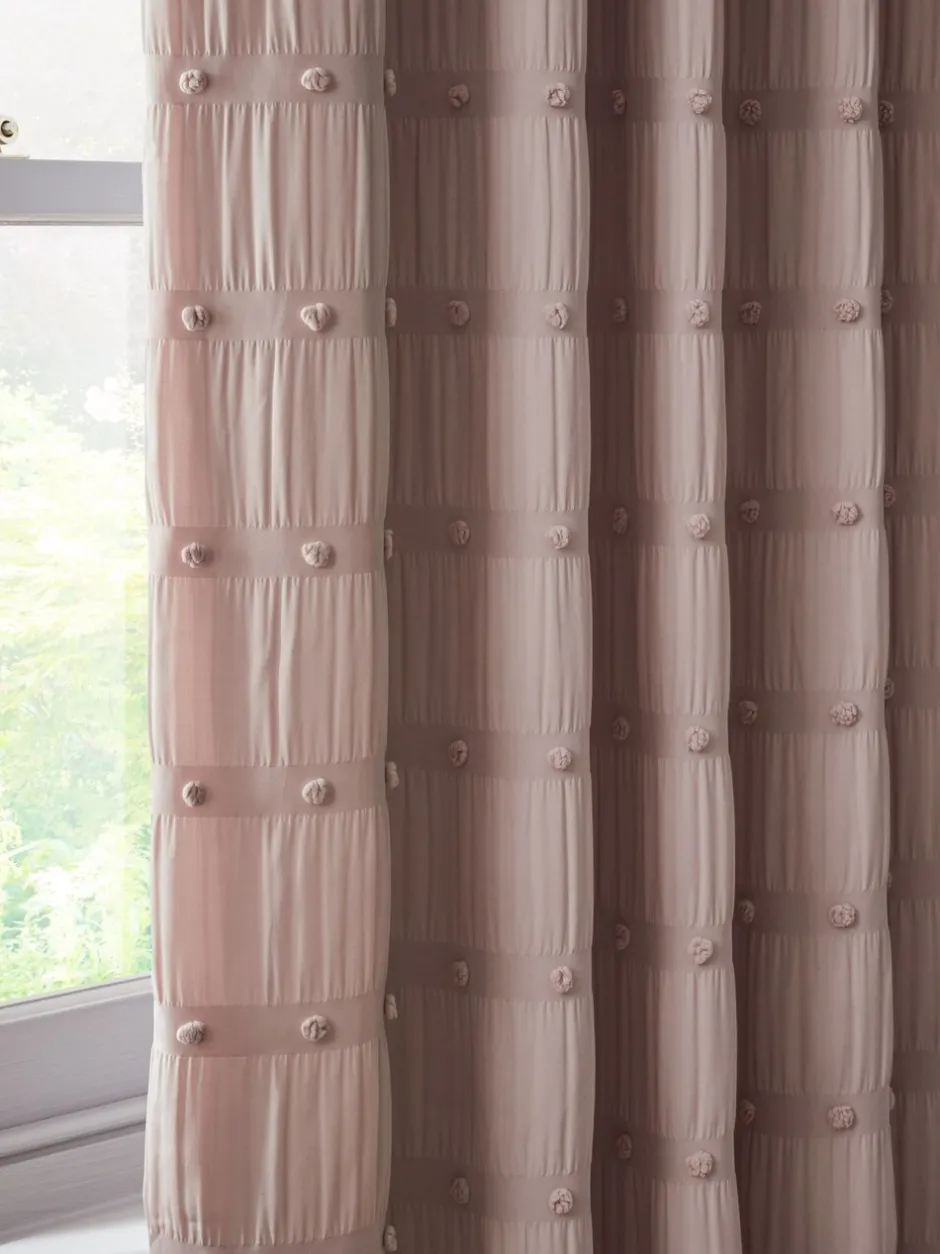 Gordijnen|Gordijnen*Next Verduisterende ringgordijnen met pompons Roze