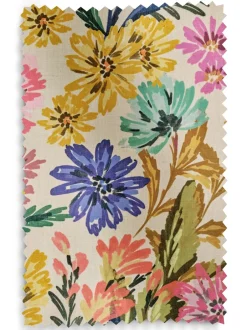 Gordijnen|Gordijnen|Next Verduisterende thermische Gordijnen met oogjes met een vleugje linnen en opvallende bloemenprint.