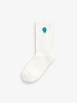 Sokken|Next - Sport Rib Socks 5 Pack Versierde smiley's