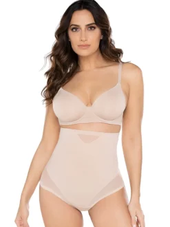 Shapewear*Miraclesuit - doorschijnende string met hoge taille en stevige buikcorrectie Warm beige