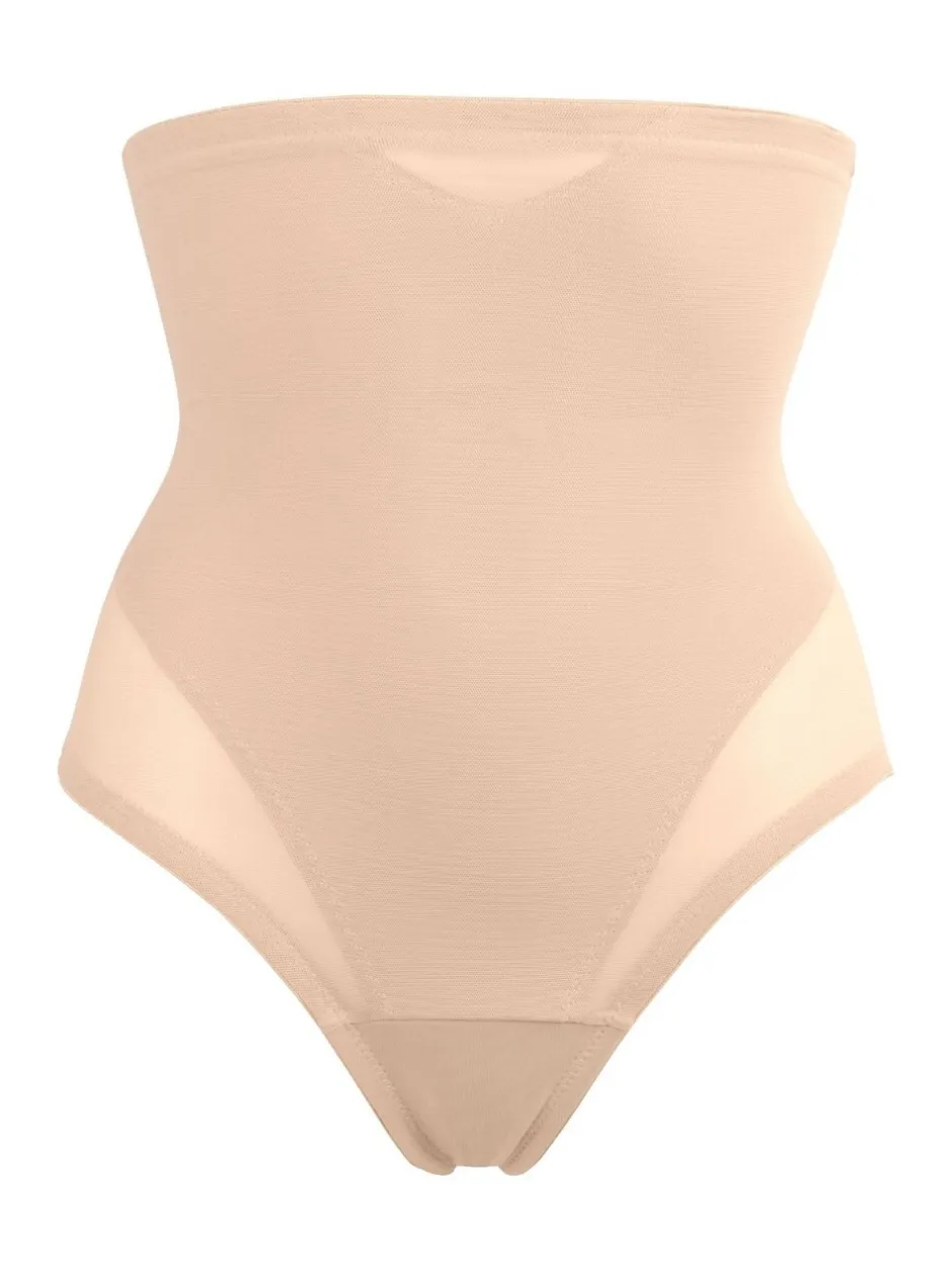 Shapewear*Miraclesuit - doorschijnende string met hoge taille en stevige buikcorrectie Warm beige