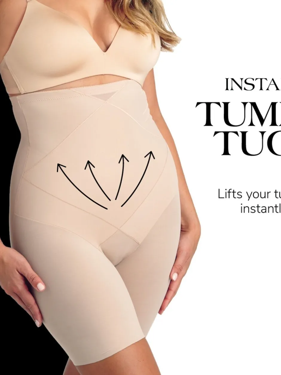Shapewear|Miraclesuit - Shapewear - Extrasterk vormgevende body met directe buikcorrectie Warm beige