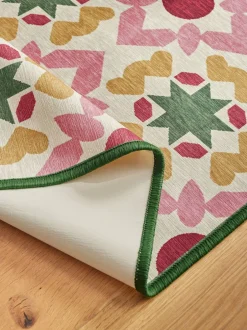 Vloerkleden En Lopers|Vloerkleden En Lopers|Next Wasbare loper met geometrische tegelprint Roze