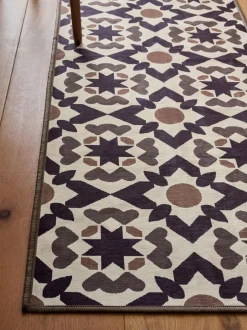 Vloerkleden En Lopers|Vloerkleden En Lopers*Next Wasbare loper met geometrische tegelprint Chocoladebruin