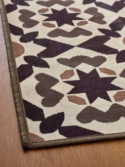Vloerkleden En Lopers|Vloerkleden En Lopers*Next Wasbare loper met geometrische tegelprint Chocoladebruin