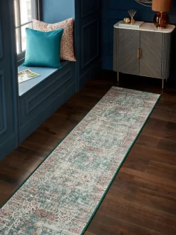 Vloerkleden En Lopers|Vloerkleden En Lopers|Next Washable Emporium Oriental Runner Blauwgroen