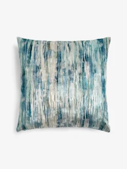 Kussentjes En Plaids|Kussentjes En Plaids|Next Wazig velours gestreept kussen Blauw