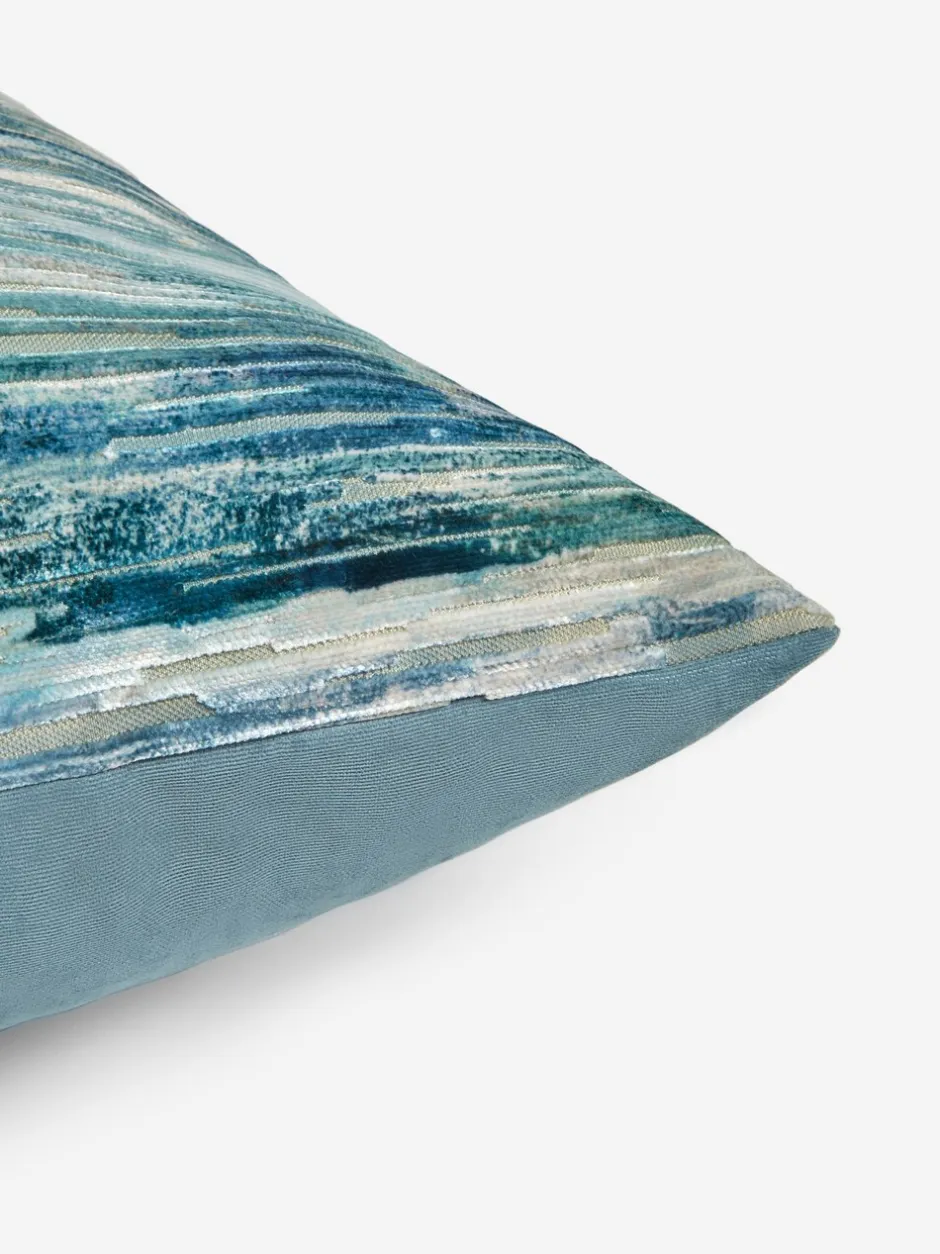 Kussentjes En Plaids|Kussentjes En Plaids|Next Wazig velours gestreept kussen Blauw