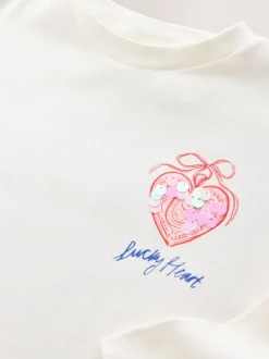 T-Shirts|Next White Charm - Top met lange mouwen en pailletten (3-16jr)
