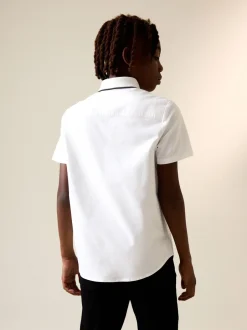 Shirts|Next White Check Splice - Short Sleeve Smart Shirt (3-16yrs)
