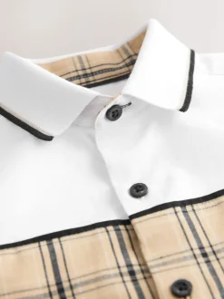 Shirts|Next White Check Splice - Short Sleeve Smart Shirt (3-16yrs)