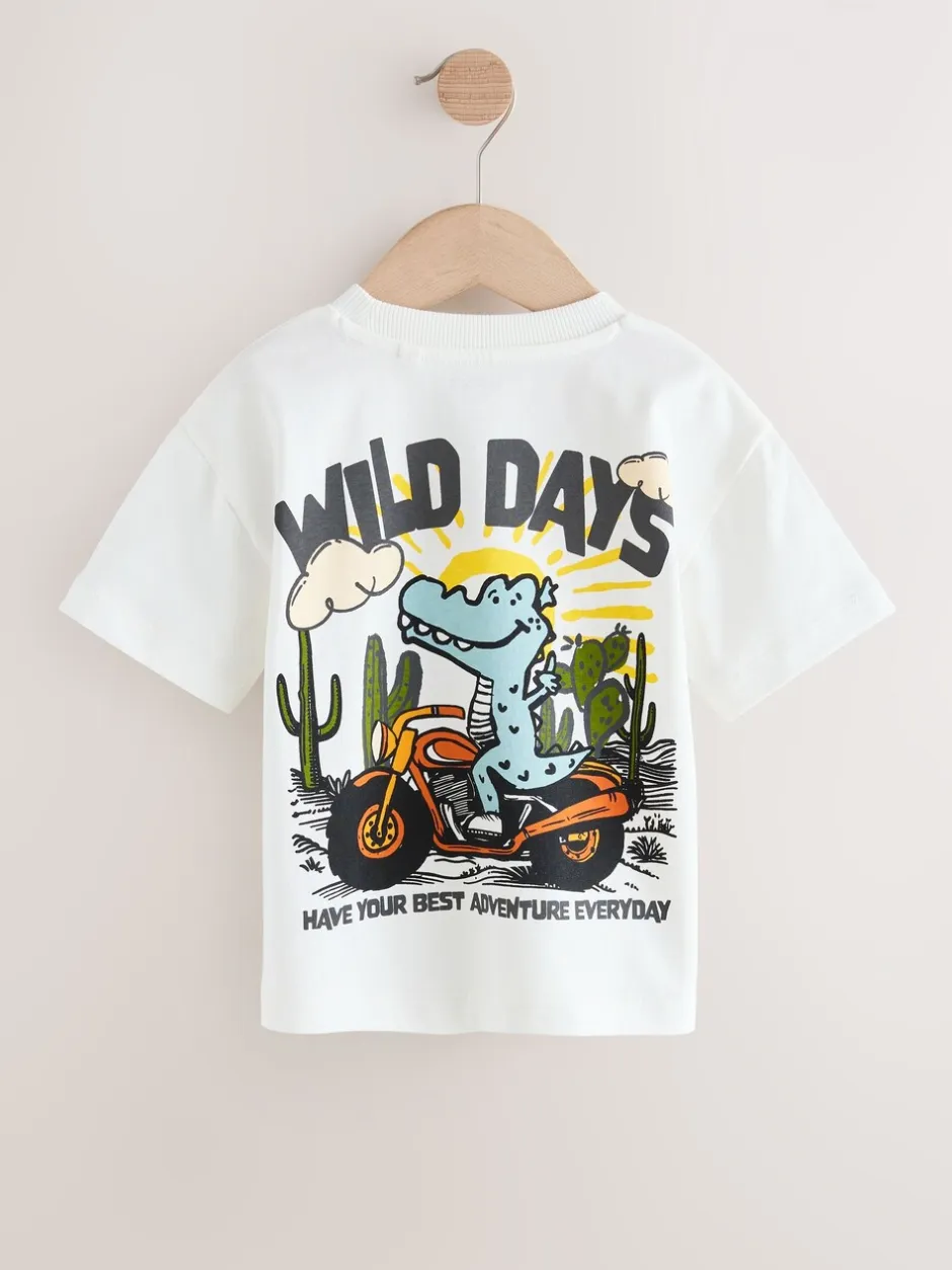 T-Shirts|Tops*Next White Dinosaur Oversized - T-shirt met korte mouwen en print op de rug (3mnd -7jr)