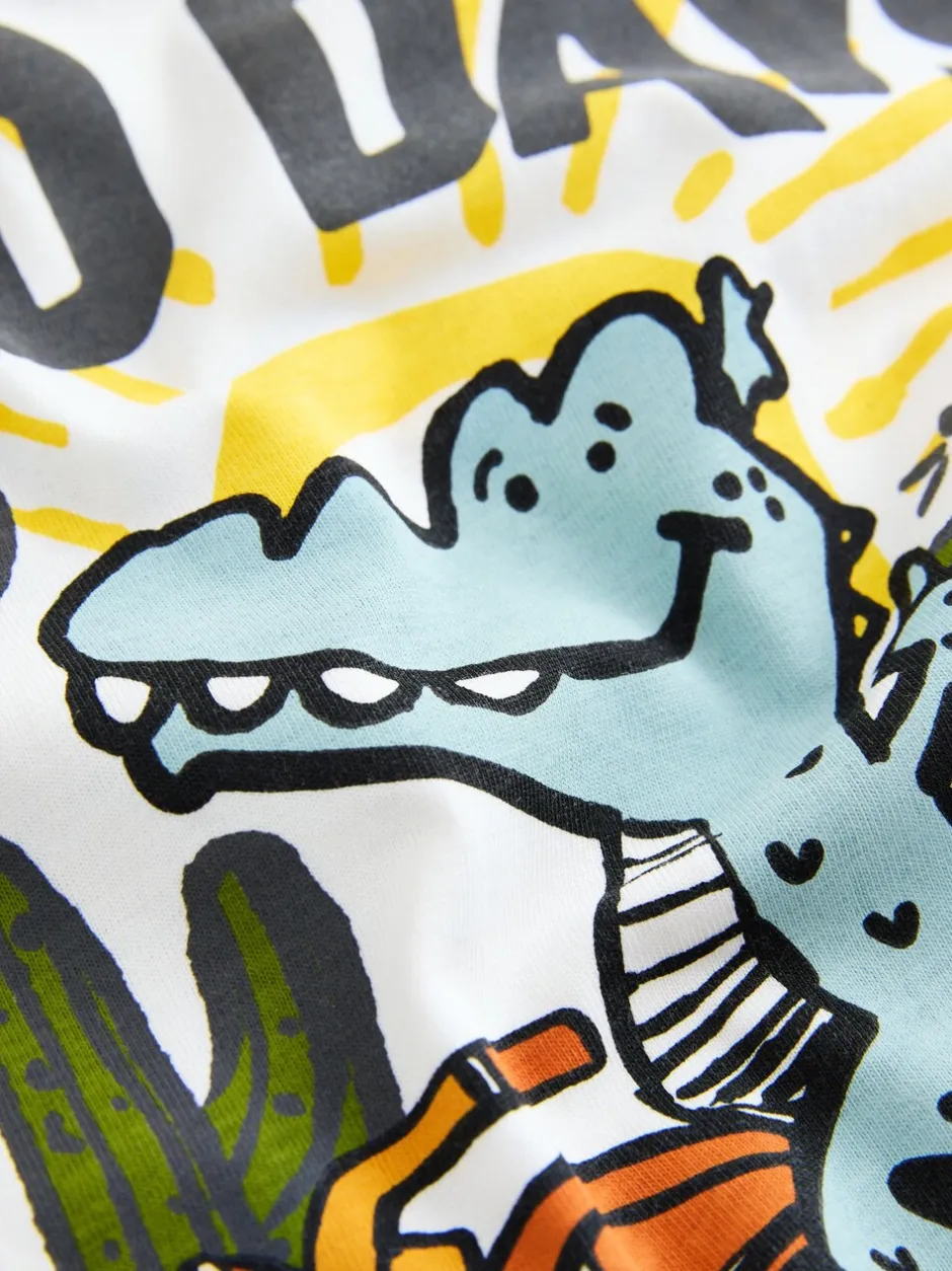 T-Shirts|Tops*Next White Dinosaur Oversized - T-shirt met korte mouwen en print op de rug (3mnd -7jr)