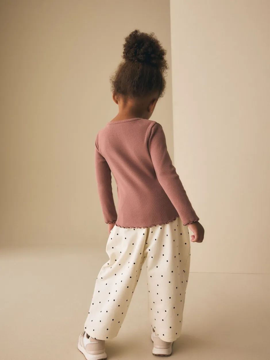 Broeken En Leggings|Next - Embellished Barrel Trousers (3mths-7yrs) White Mono Spot Bears