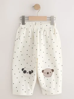 Broeken En Leggings|Next - Embellished Barrel Trousers (3mths-7yrs) White Mono Spot Bears