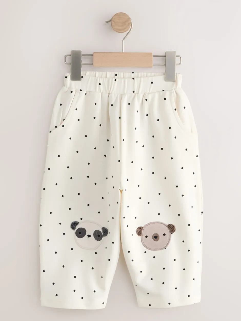 Broeken En Leggings|Next - Embellished Barrel Trousers (3mths-7yrs) White Mono Spot Bears