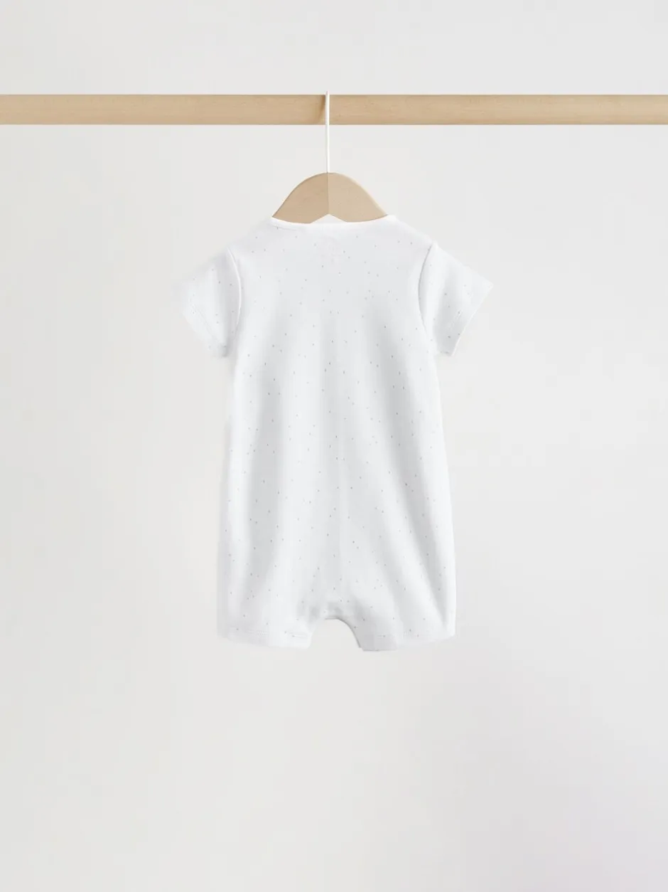 Rompertjes En Tuinbroeken|Next White Safari Animal Embroidered - Verpakking van 3 jersey babyrompertjes