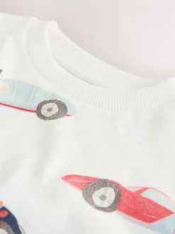 T-Shirts|Tops|Next - Short Sleeve All-Over Print T-Shirt (3 Month-7 Years) (3mths-7yrs) White Watercolour Car
