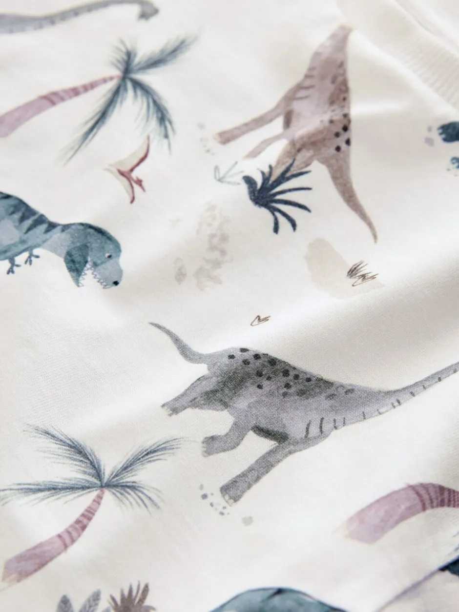 Tops|T-Shirts|Next - Short Sleeve All-Over Print T-Shirt (3 Month-7 Years) (3mths-7yrs) White Watercolour Dinosaurs