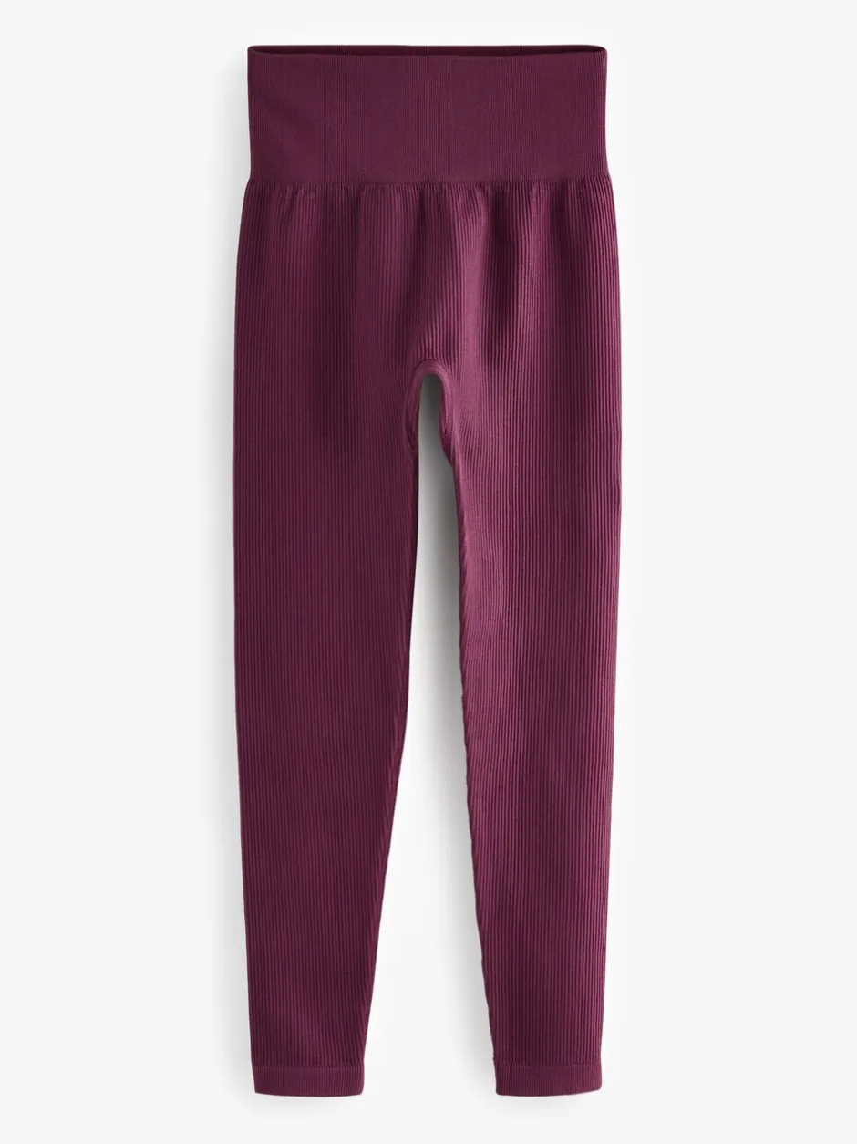 Leggings En Joggingbroeken|Next Wijnrood - Geribbelde naadloze legging met hoge taille