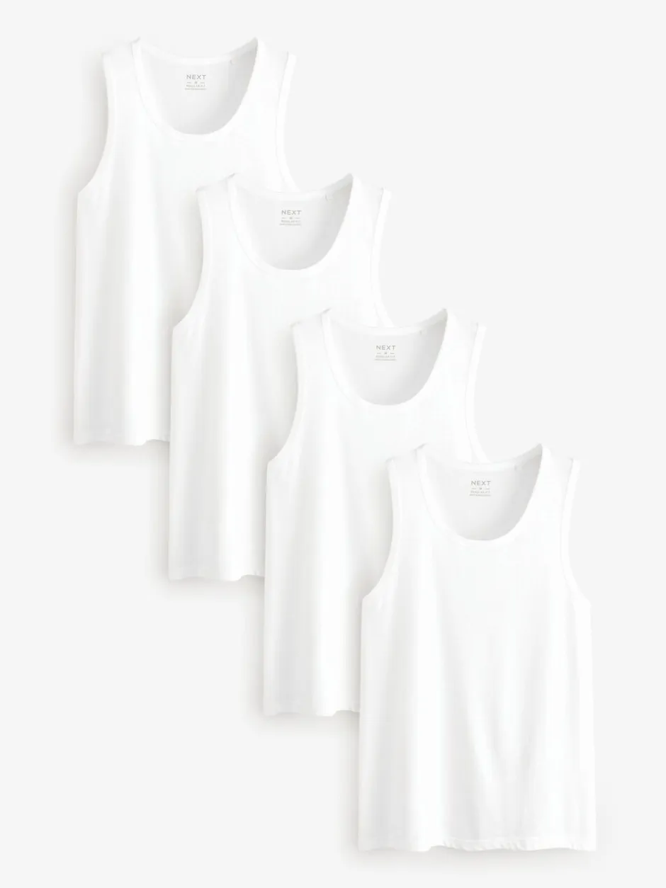 T-Shirts En Hemden|Next - 100% Cotton Vests 4 Pack Wit