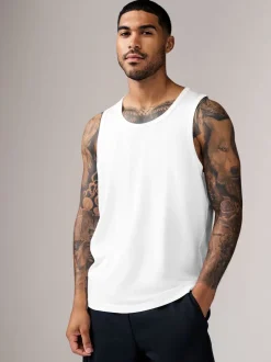 T-Shirts En Hemden|Next - 100% Cotton Vests 4 Pack Wit