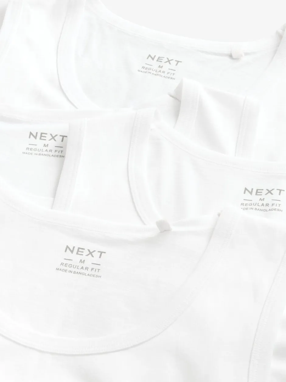 T-Shirts En Hemden|Next - 100% Cotton Vests 4 Pack Wit