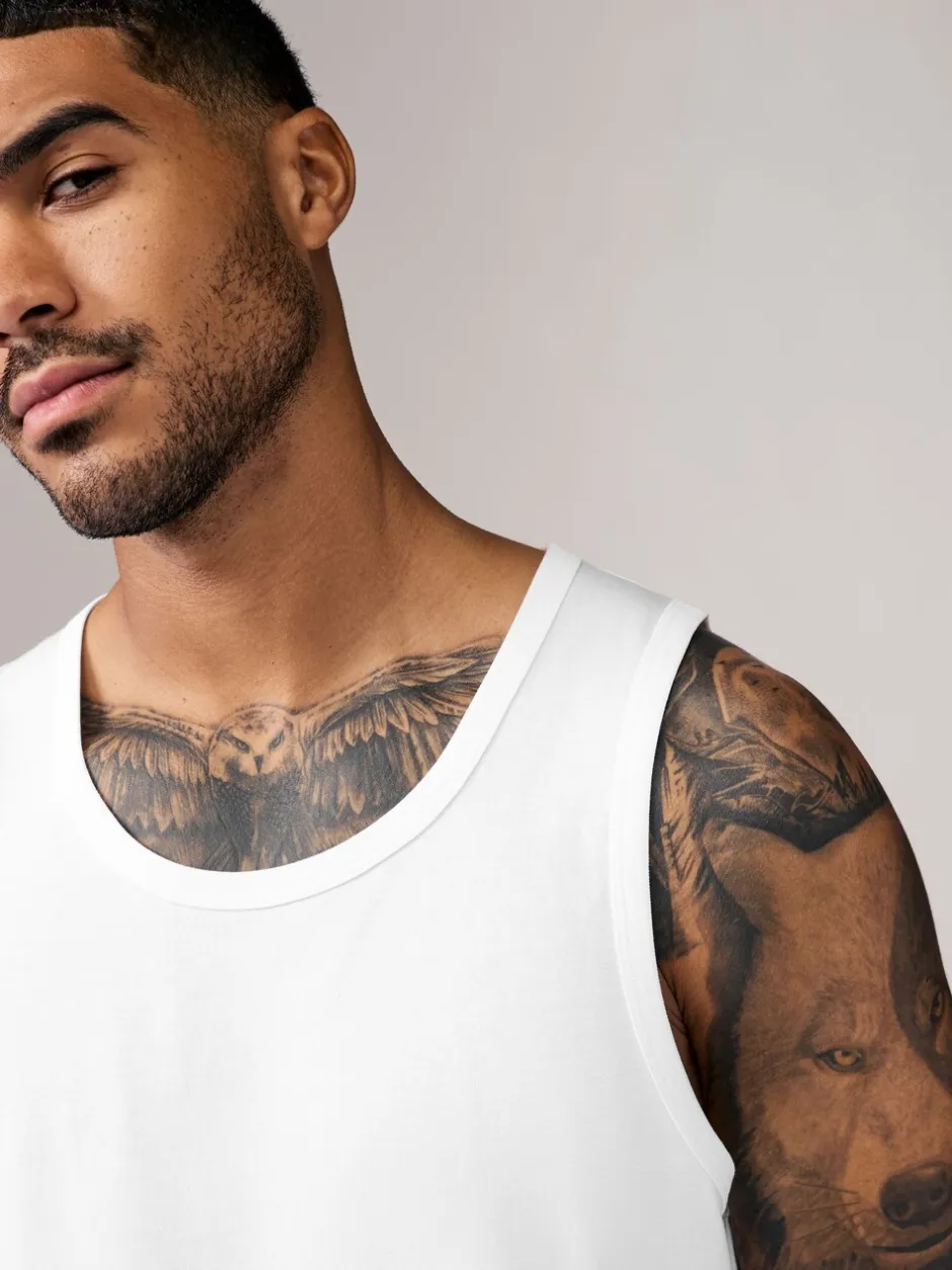 T-Shirts En Hemden|Next - 100% Cotton Vests 4 Pack Wit
