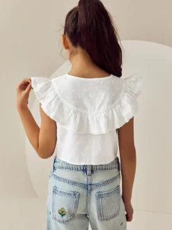 Overhemden En Blouses*Next - 100% katoenen blouse met strik aan de voorkant (3 - 16 jr) Wit