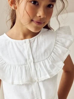 Overhemden En Blouses*Next - 100% katoenen blouse met strik aan de voorkant (3 - 16 jr) Wit